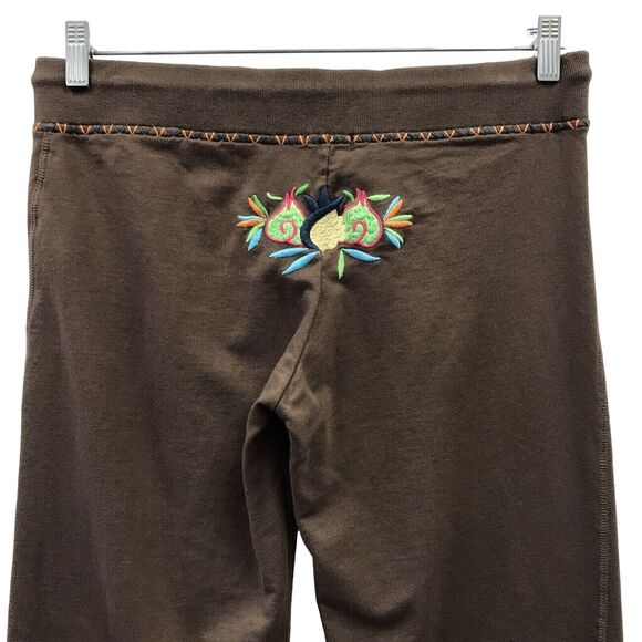 Lapis Pants Womens Medium Sweat Brown Embroidered Drawstring - Picture 6 of 9